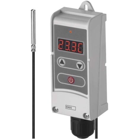 EMOS Anlegethermostat mit Fernfühler, einstellbarer Schaltempfindlichkeit und digitalem Display, Rohranlegethermostat  5°C bis 90°C, P5684