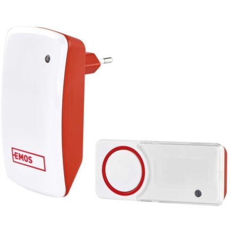 EMOS Batterielose Türklingel, Funkklingel Set mit 150 m Reichweite, 10 Melodien, 5 Lautstärken bis 110 dB, Farbe weiß, rot, P5750
