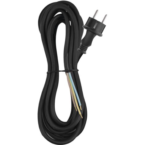 EMOS Cavo di collegamento in gomma, 10 m, cavo di alimentazione, cavo di collegamento per carichi meccanici, cavo di collegamento Schuko, 3 x 1,5 mm2, gomma H07RN-F/neoprene, nero