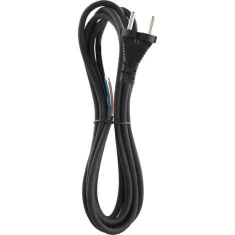 EMOS Cavo di collegamento in gomma, 3 m, cavo di alimentazione, cavo di collegamento, cavo di collegamento Schuko, 2 x 1,0 mm2, gomma H07RN-F, in neoprene, nero