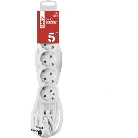 Emos Ciabatta con Schuko 5 prese maschio 5 m, SE0515 – 1,5