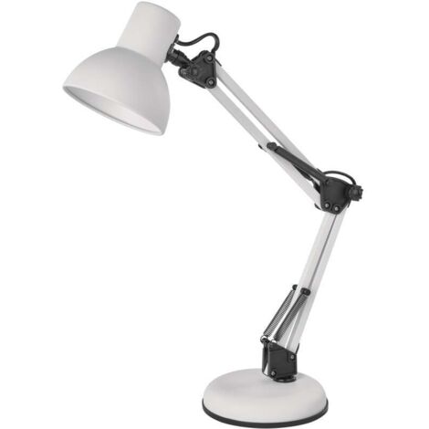 EMOS Design Schreibtischlampe mit Gelenkarm LUCAS, E27-Fassung, Metall Nachttischlampe mit Netzkabel, weiß, Z7609W