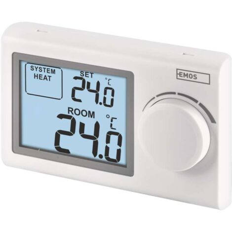 EMOS digitaler Raumthermostat, manueller Thermostat für Heizung und Kühlung, mit Stellrad, drahtverbunden zur Aufputzmontage, P5604
