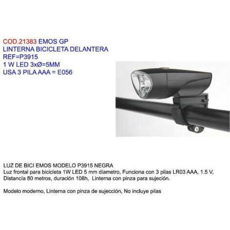 Emos Finstock GP Lámpara Delantera para Bicicleta LED 3x5mm 3 Pilas AAA