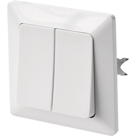 EMOS Interruttore seriale bianco (lucido), doppio interruttore per scala, 250 V /10 AX, interruttore a bilanciere in plastica, senza presa a incasso, classe di protezione IP20 per interni