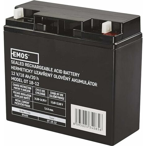Emos non richiede manutenzione Accumulatore Al Piombo 12 V, 18 V, 1 pezzi,  B9655