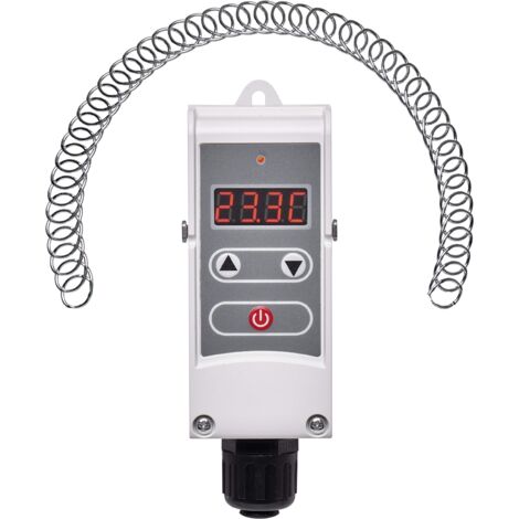 EMOS P5683 - Termostato regolabile con sensibilità all'interruttore, molla a vite e display digitale/termostato a tubo, gamma di regolazione da 5 °C a 80 °C, 45 x 45 x 110 mm