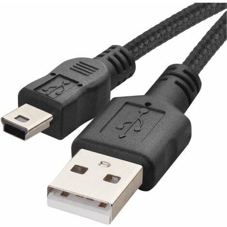 EMOS USB-Kabel 2.0 auf mini B-Stecker, 2 A, 2 Meter Ladekabel, für PS3, PS2-Controller, zur Datenübertragung 480 Mbit/s (High Speed), SM7009BL