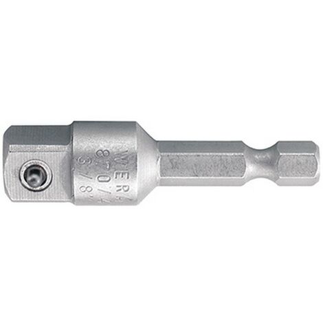 Empalme varilla de hexagonal 3/8'' /toma de Fuerza de 4 lados 1/4'', Largo total 50 mm
