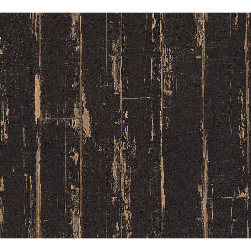 

Empapelado aspecto madera Profhome 368562-GU papel pintado no tejido ligeramente texturado de estilo country mate negro marrón 5,33 m2