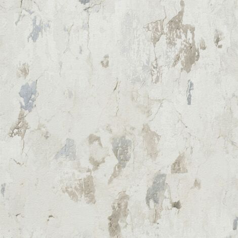 Empapelado aspecto piedra azulejos Profhome 379544 papel pintado no tejido ligeramente texturado de aspecto piedra mate gris blanco 5,33 m2
