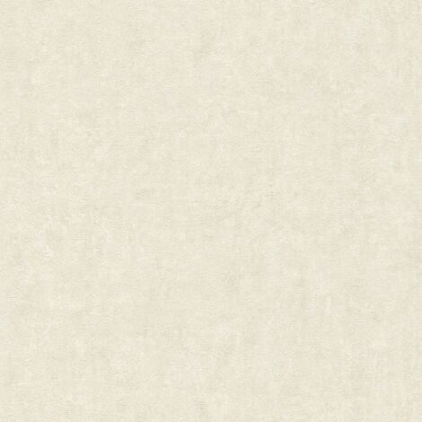Empapelado efecto estuco Profhome 386933 papel pintado vinílico estampado en caliente tejido non tejido ligeramente texturado de aspecto yeso mate crema blanco-perla marfil 5,33 m2