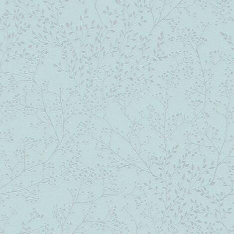 Empapelado estilo country Profhome 381003 papel pintado no tejido ligeramente texturado tono sobre tono brillante turquesa azul 5,33 m2 - turquesa
