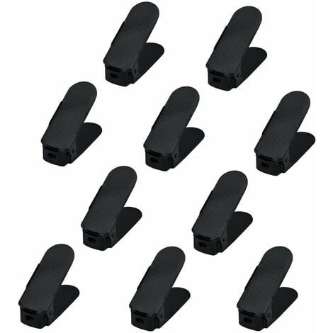 Empileur de Chaussures 30 Pièce Réglable en Hauteur sur 3 Niveaux, Ensemble de Supports Antidérapants en Plastique pour Organiser les Chaussures, Noir NAIZY