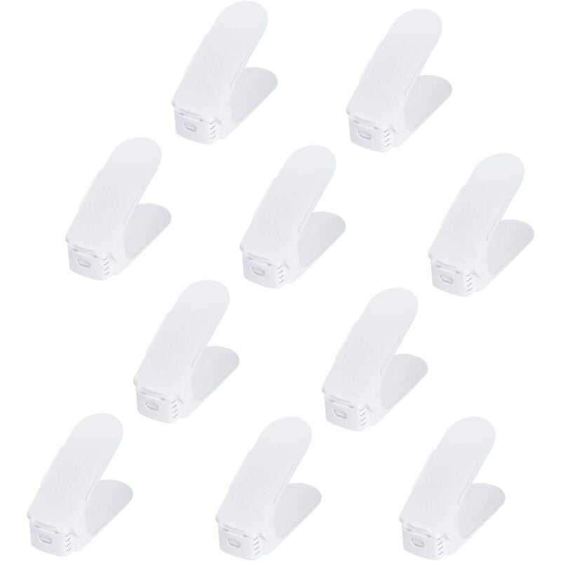 Naizy - Empileur de Chaussures 30 Pièce Réglable en Hauteur sur 3 Niveaux, Ensemble de Supports Antidérapants en Plastique pour Organiser les