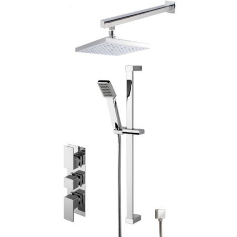 Empire Concealed Square Triple Valve Shower Set - Chrome - Balterley