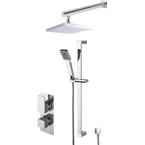 Empire Concealed Square Twin Valve Shower Set - Chrome - Balterley