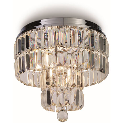 Empire Plafonnier à 4 ampoules, chrome et verre transparent, IP44