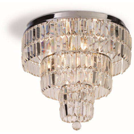 Empire Plafonnier à 6 ampoules, chrome et verre transparent, IP44