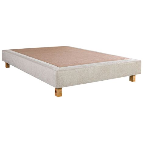EMPIRE - Sommier Tapissier 140x190 Beige Pieds Bois massif