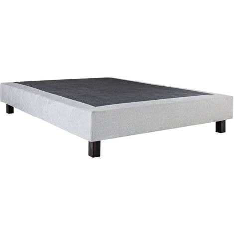 EMPIRE - Sommier Tapissier 140x200 Gris Pieds Bois massif