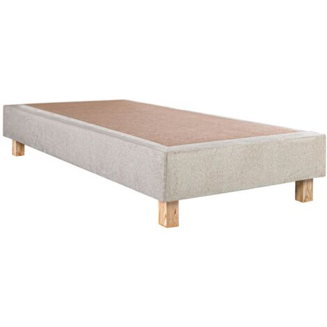 EMPIRE - Sommier Tapissier 90x190 Beige Pieds Bois massif