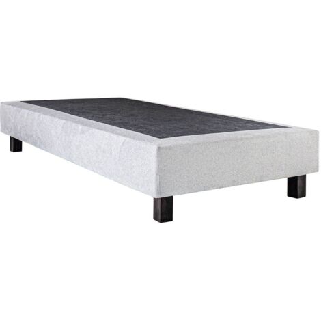 EMPIRE - Sommier Tapissier 90x190 Gris Pieds Bois massif