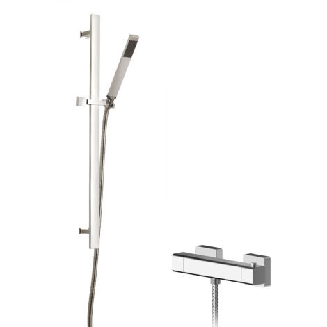 Empire Square Bar Valve & Sheer Slide Rail Shower Kit - Chrome - Balterley