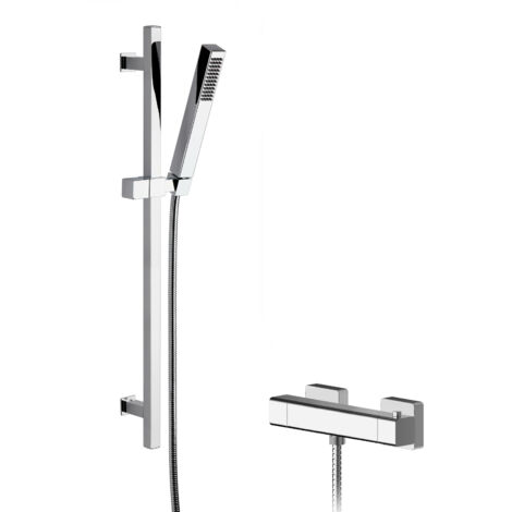 Empire Square Bar Valve & Slide Rail Shower Kit - Chrome - Balterley