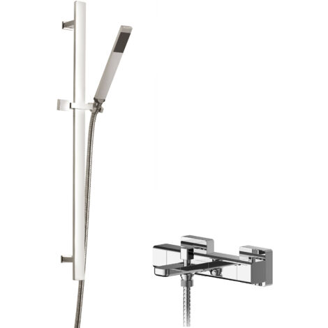 Empire Wall Mount Thermostatic Bath Shower Mixer Tap with Slide Rail Kit - Chrome - Balterley