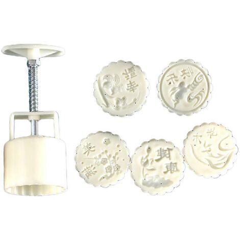 Emporte-pièce à mooncake 75g avec 5 motifs fleuris pour moule à pâtisserie et cookie