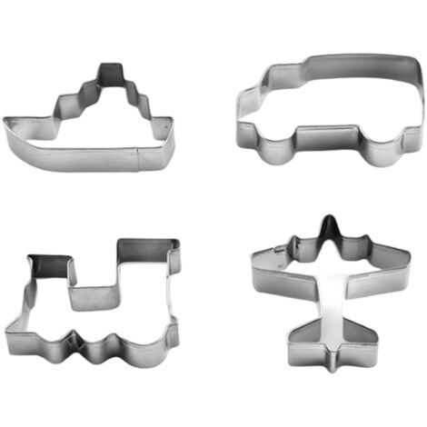 Emporte-pièce - Acier Inoxydable - Pour Biscuits Pâtisserie Fondant - Avion Bateau Voiture - 4 Pièces