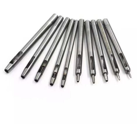 Emporte Pièce cuir, Creux Poinçon en Cuir, Poinçon Creux en Acier Rond Set Outils de Perforation de Trou Creux de Cuir
