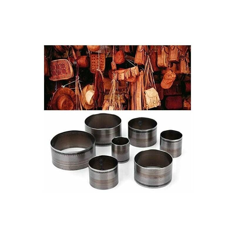 Emporte Piece Cuir Rond, 7pcs Outils de Coupe Cuir Trou Creux Emporte-Pièce Ensemble de poinçons en Cuir à Main Découpeur Cuir Meurt Circulaire Moule