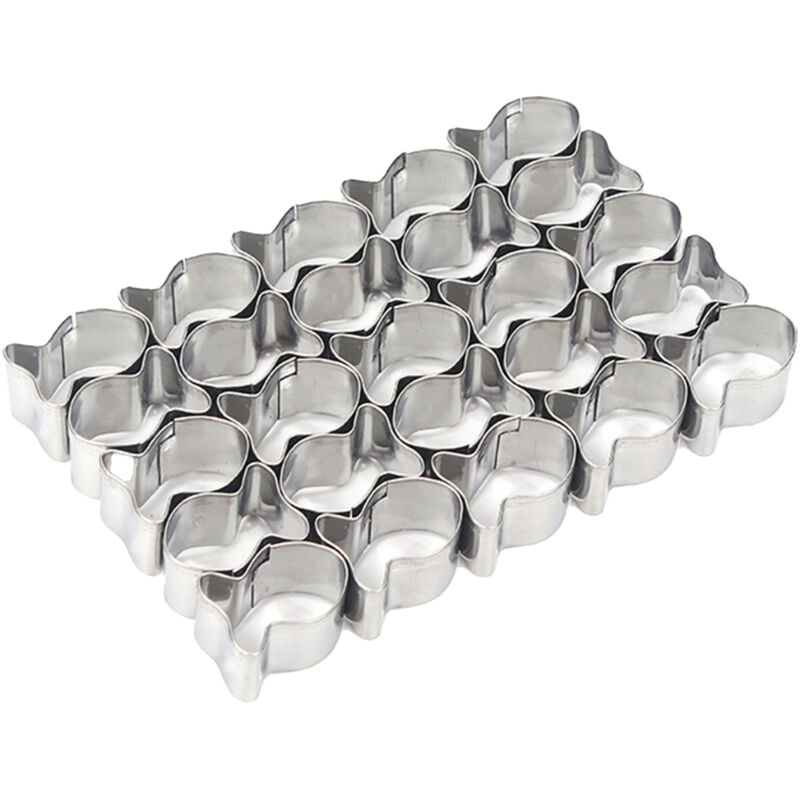 Emporte-pièce en forme de poisson, 25 cavités, en acier inoxydable, pour la préparation de biscuits et pâtes antiadhésives.