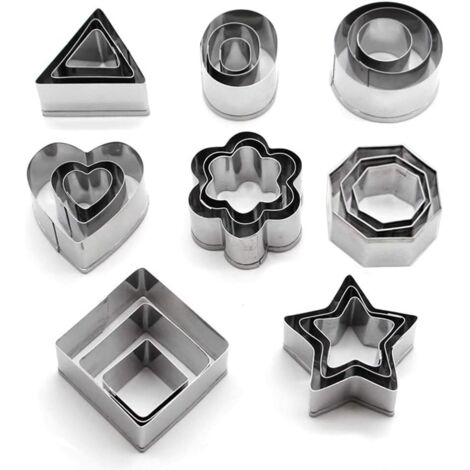 Emporte Piece Patisserie, Lot de 24 Mini Forme Géométrique Biscuit, Emporte-pièces en Acier Inoxydable pour Gateau Fondant Biscuit Cookie Patisserie-Fei Yu