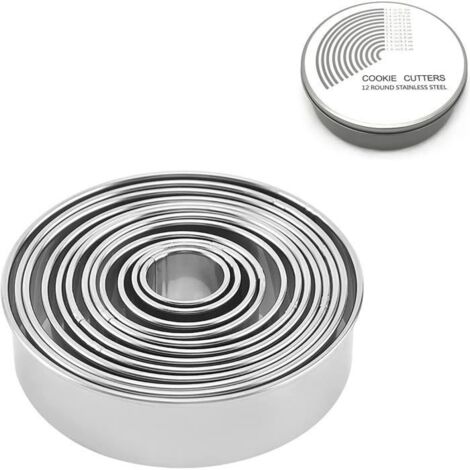 Emporte-pièce - Rond - Acier inoxydable 430 - 12 pièces - Boîte ronde sophistiquée