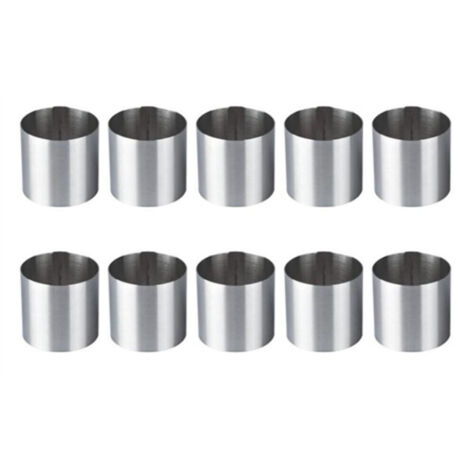 Emporte-pièce rond en acier inoxydable (10 pièces) pour mousse, biscuits et gâteaux, idéal pour la pâtisserie et le fondant, etc.