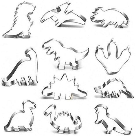 Emporte-pièces Dinosaure Kit pour Enfants Fête Anniversaire Dinosaure Déco, 11 Pièces Acier Inoxydable Emporte Pièces (Dinosaure)-Fei Yu