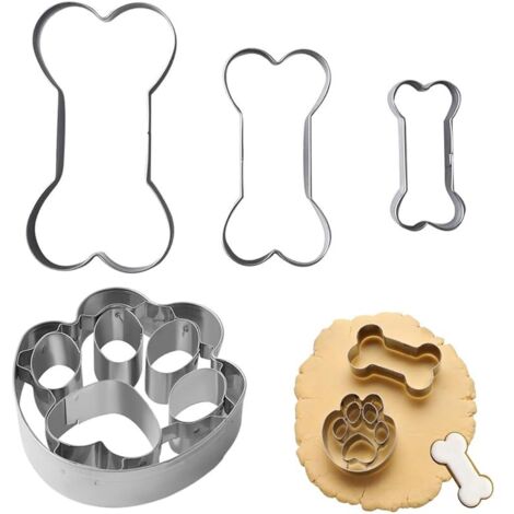 Emporte-Pièces en Forme d'Os pour Chiens - Lot de 4 Moules en Acier Inoxydable pour Biscuits et Friandises Canines - Idéal pour Pâtisserie Animale et Cadeaux Créatifs