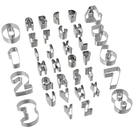 Emporte-pièces lettres et chiffres PASTRY, 35 éléments