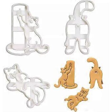 Emporte-pièces - Lot de 3 - Chat - Façonnage de biscuits - Moules à biscuits - Cuisson de biscuits - Formes de biscuits - Moule à biscuits - Moule à chocolat