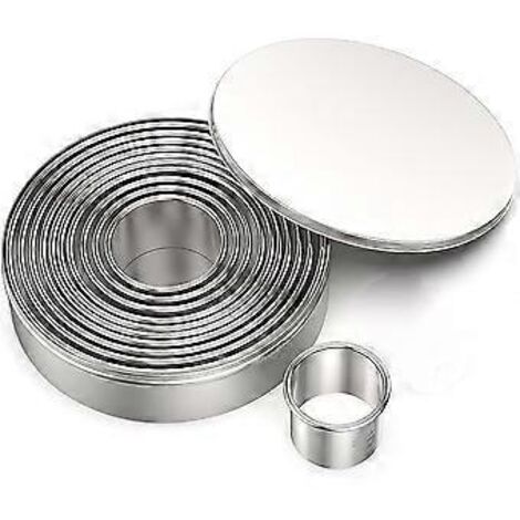 Emporte-pièces - Moule à biscuits - Cuisson de biscuits - 12 moules à biscuits - Acier inoxydable - Emporte-pièces - Emporte-pièces - Ensemble d'emporte-pièces ronds - Argent