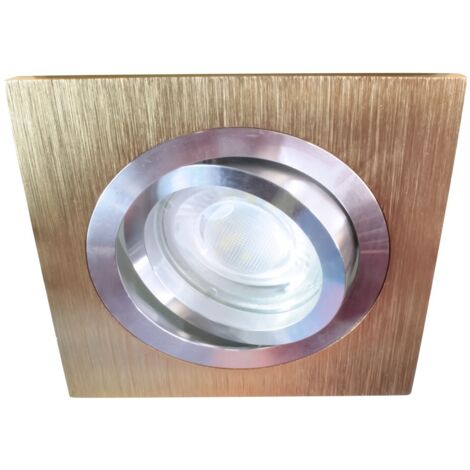 Empotrable cuadrado con foco basculante “Helium” GU10 230V IP20 9x9cm fabricado en aluminio color cobre y aluminio