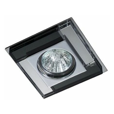 Empotrable cuadrado fijo "Luxor" GU10 IP20 10,5x10,5cm fabricado en aluminio y cristal óptico flotado color negro y cromo