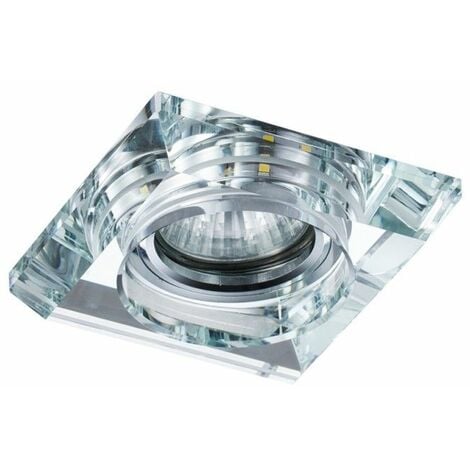Empotrable cuadrado LED SMD 2835 "Gemo" GU10 (3W 4000K 300lm) IP20 fabricado en aluminio y cristal color plata y transparente