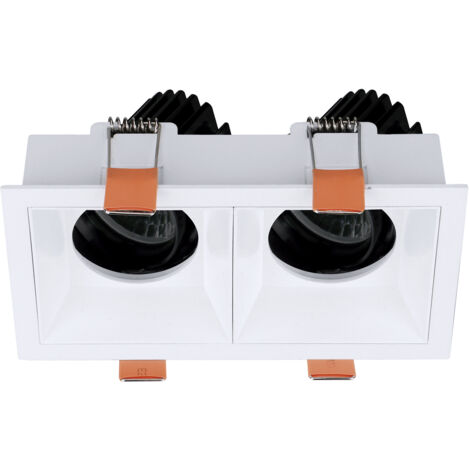 Empotrable techo tilt VIP2 2X Square Round DALI LED COB 2x4.70W 650lm(1004lm) CRI90 2700K 38º Blanco Blanco