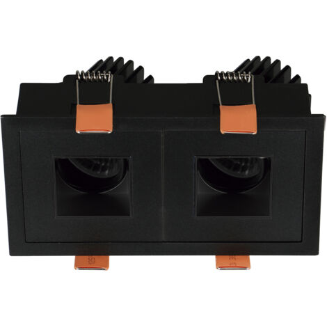 Empotrable techo tilt VIP3 2X Square Square LED COB 2x4.70W 650lm(1004lm) CRI90 2700K 38º Negro Negro