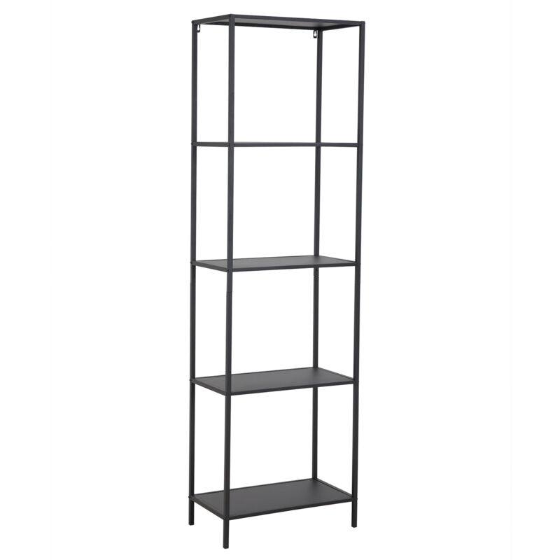SVITA CARPO Étagère Bibliothèque Design Style Industriel Étroite Métal Noir