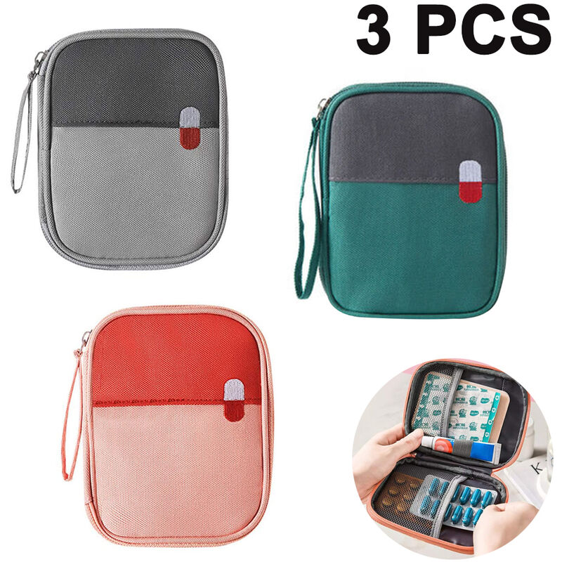 Empty First Aid Bag - Small Medicine Bag for Car Home Office Kitchen Outdoor - Emergency Responder Pouches with Cross Patch - Empty Rescue Camping